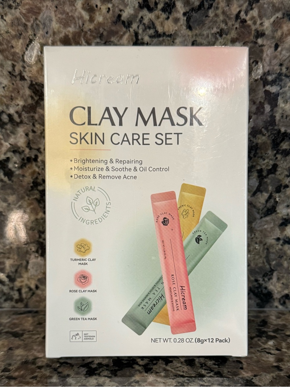 Clay Mask Skin Care Set - Pink, Green, Gold